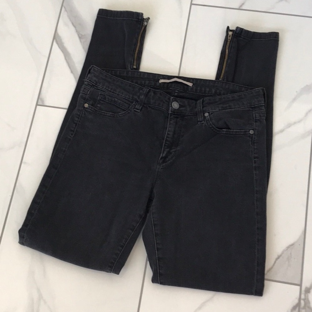 Vince Calgary Black Ankle Zip Skinny Jeans